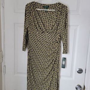 Ralph Lauren Black and Yellow Long Sleeve Dress
